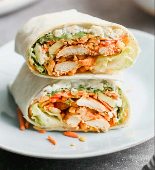 Buffalo Chicken Wrap With Corn Chow <small> Lean Gain Diet </small>