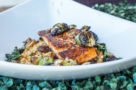 Garlic Salmon with Israeli Cous Cous