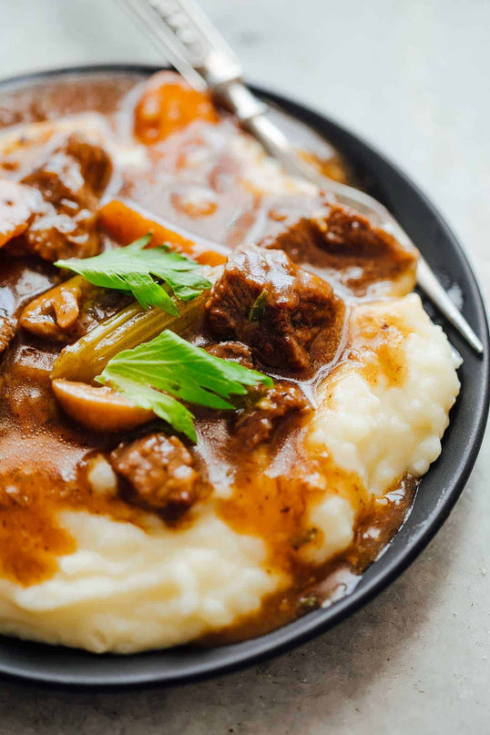 Stew Beef with Mashed Cauliflower & Mixed Vegetables  <small> Low Carb Keto Diet </small>