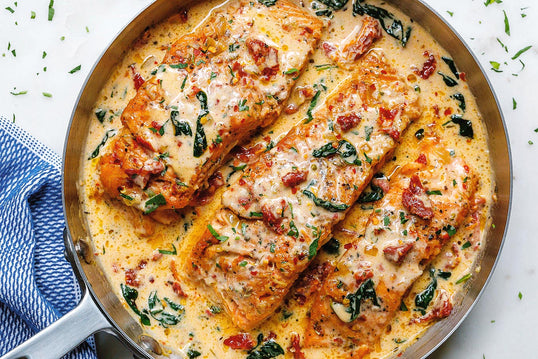 Garlic Lemon Butter Salmon with Mash Potatoes & Brussels Sprouts